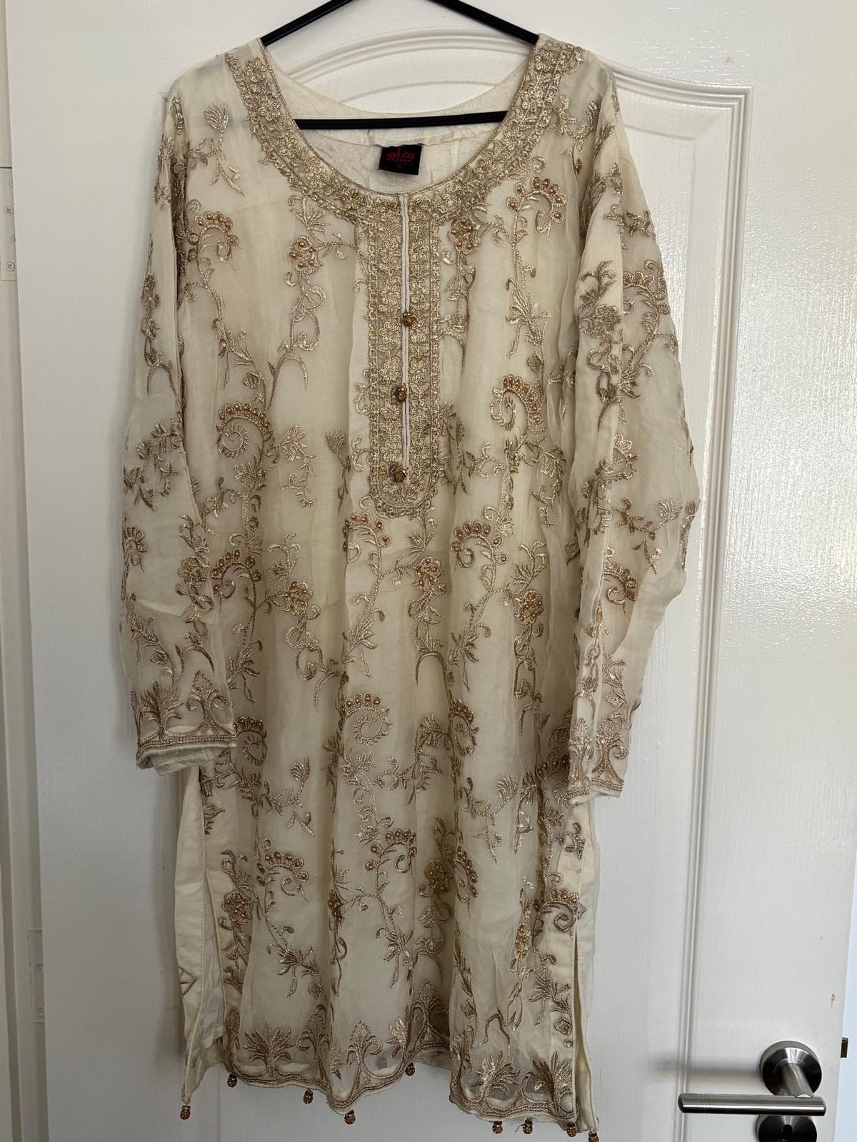 Cream/plum/gold sharara 