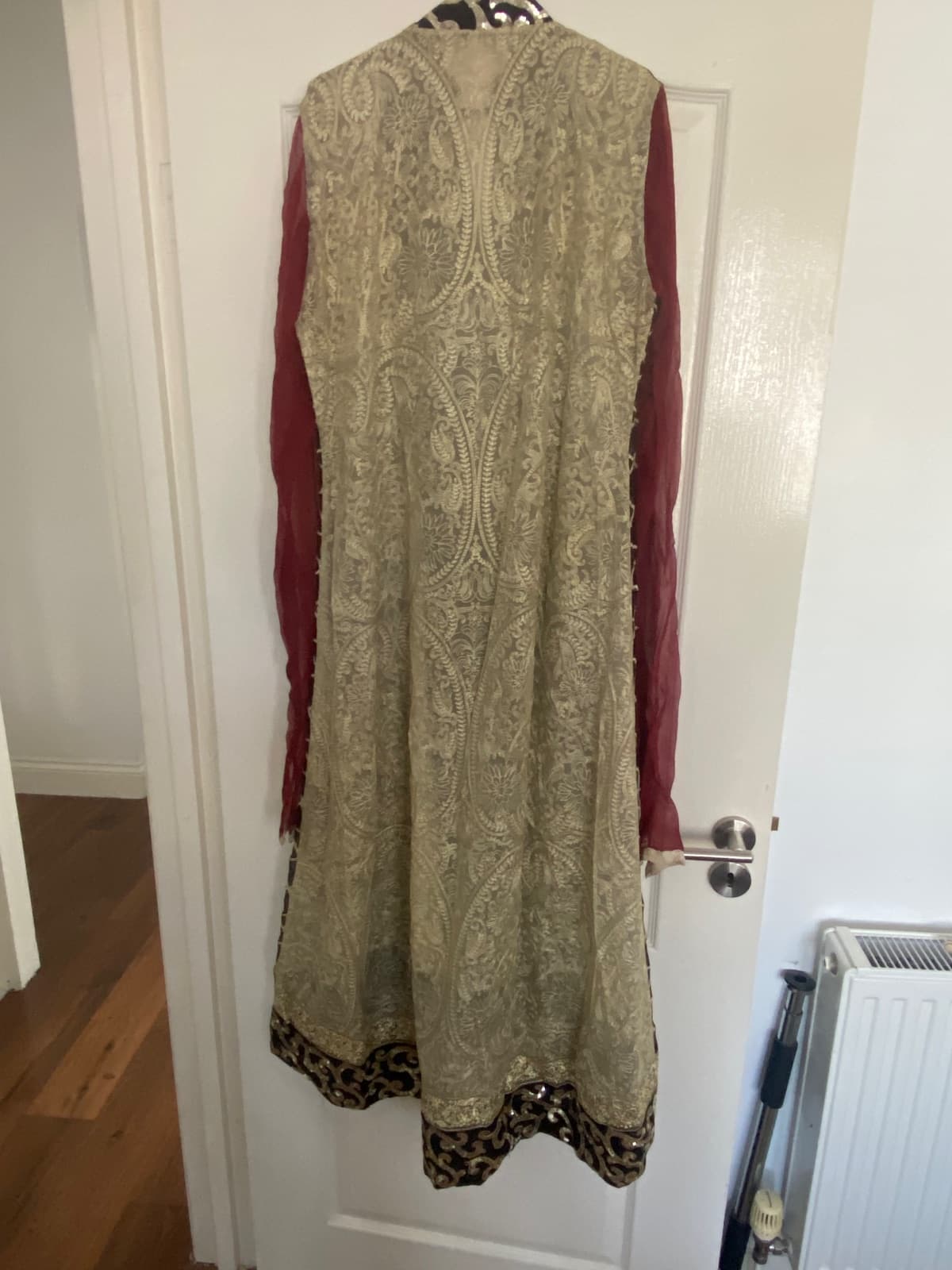 2-piece red/black/gold chiffon kameez — photo 2