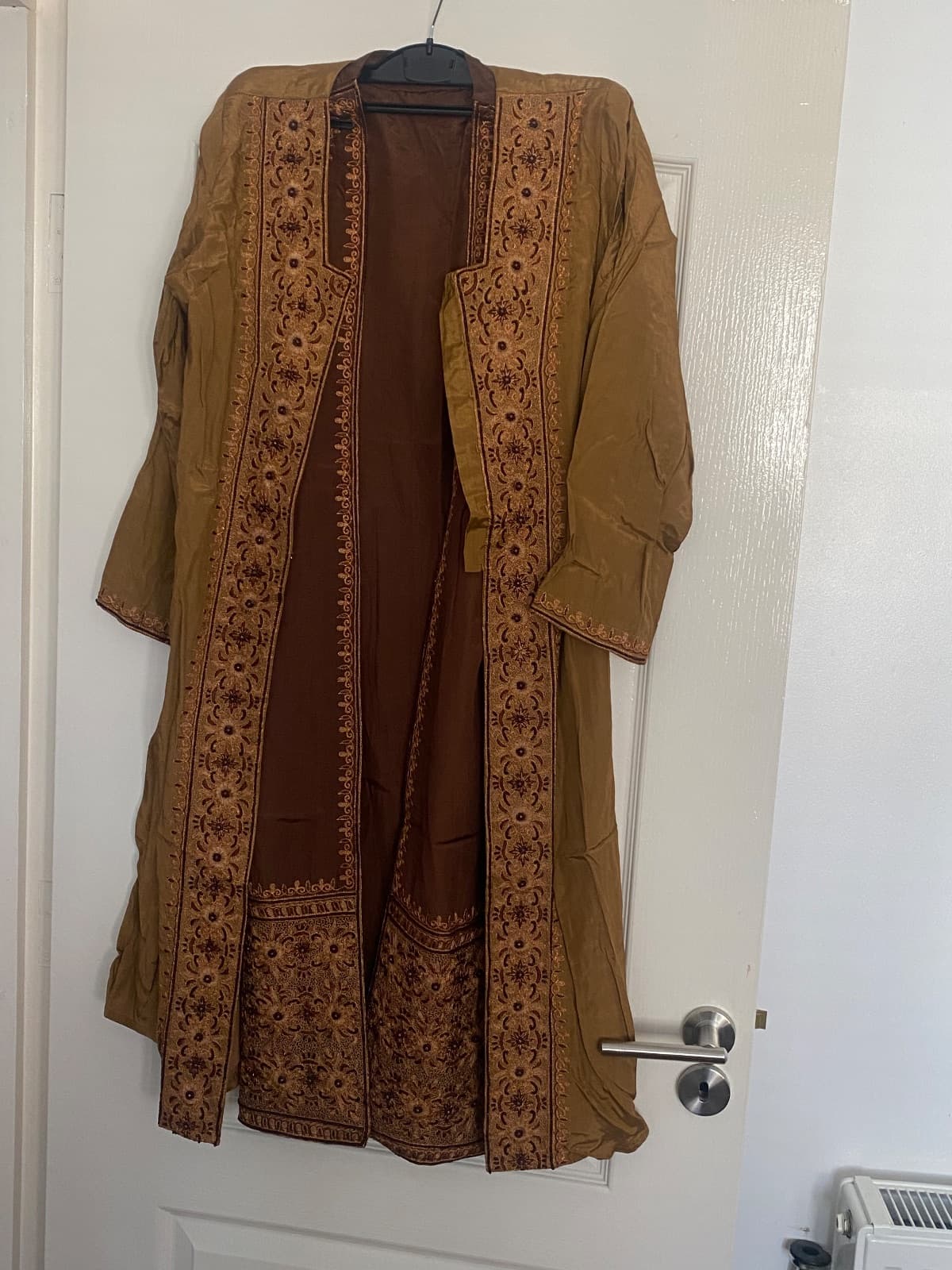 Brown 4-piece silk lengha set