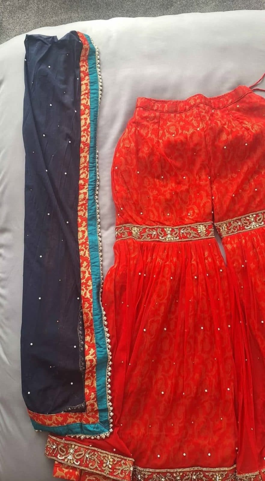 Red and Teal Mehndi/party suit — photo 5