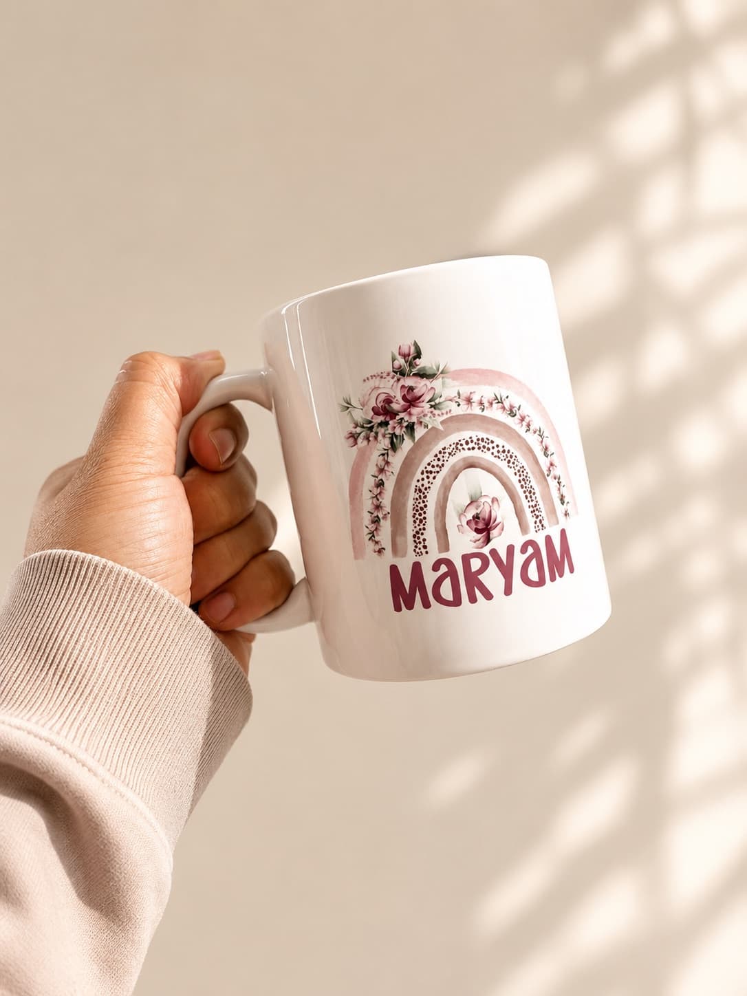 Personalised Boho Rainbow Print Mug