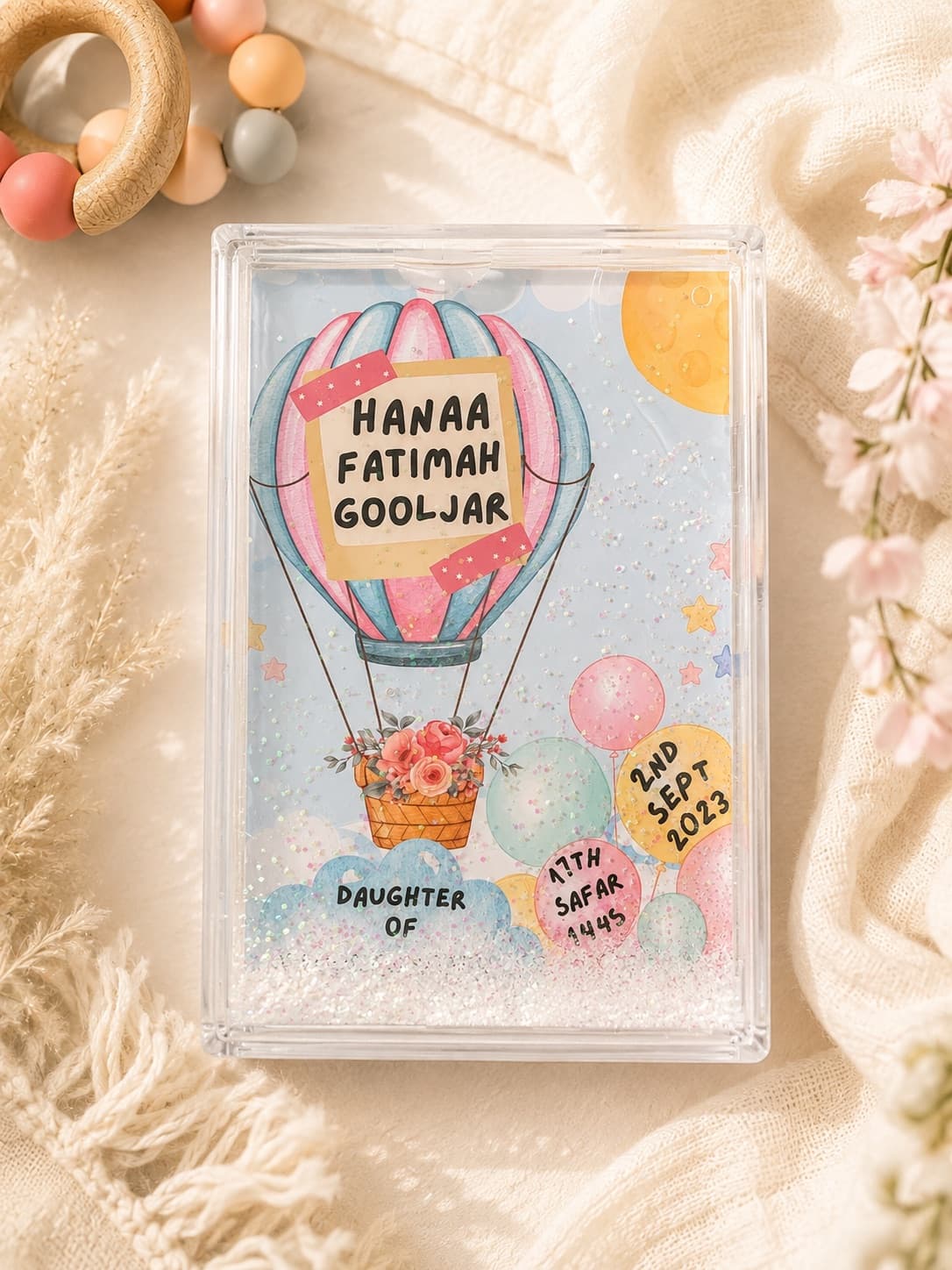 Personalised Baby Stats Glitter Block